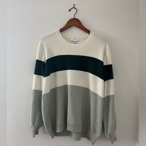 Gilli Striped Green and Cream Crewneck Sweater